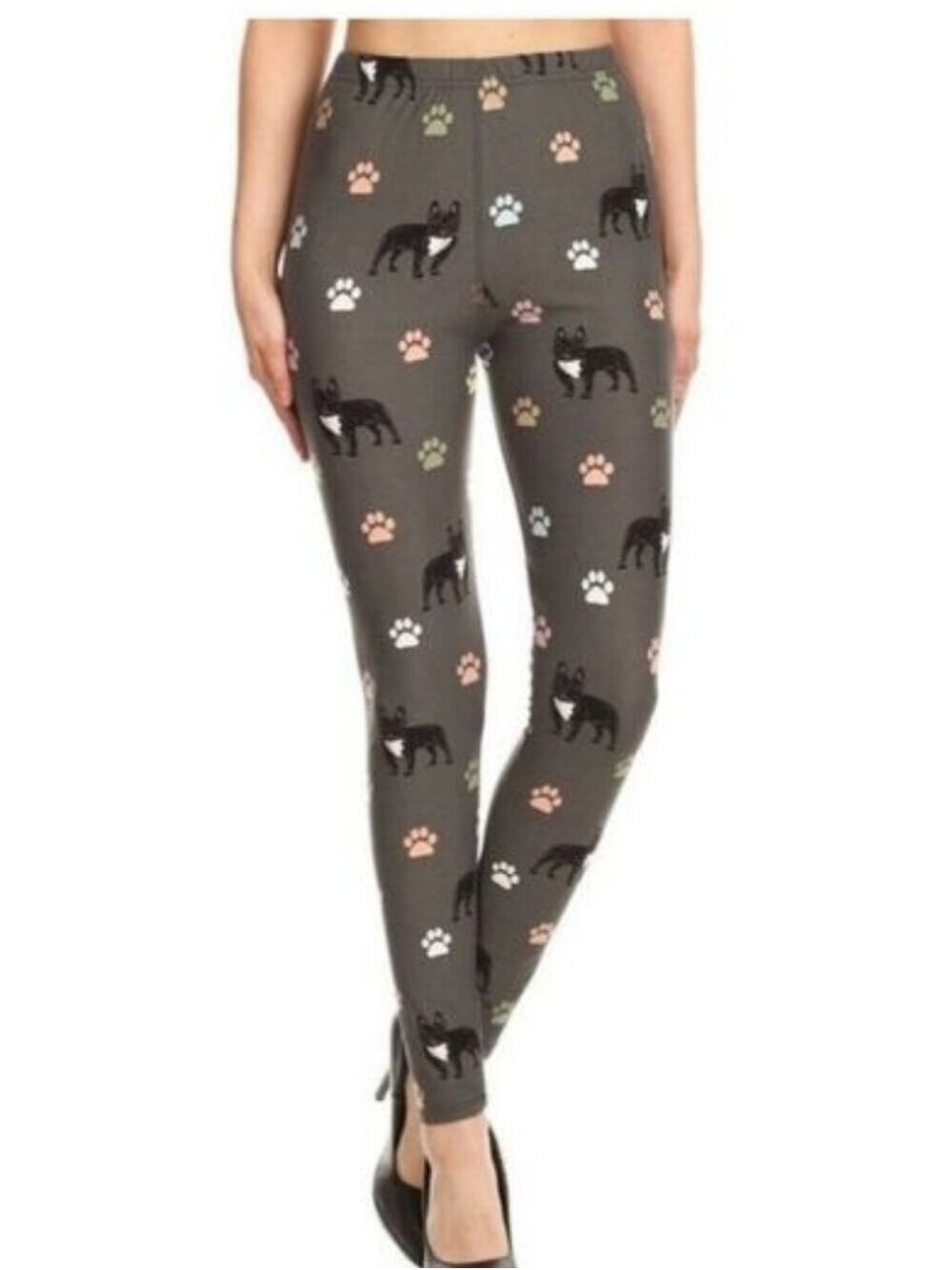 LEGGINGS DEPOT FRENCH bulldog print full length Leggings Size 12 NWT